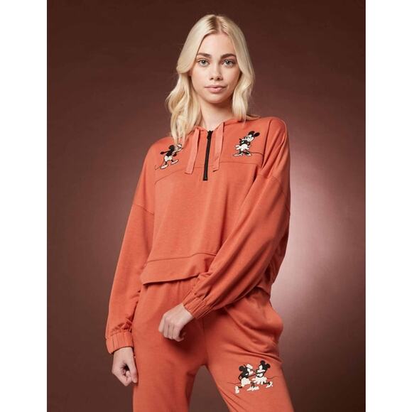 Disney Store Mickey Minnie Retro Embroidered Cropped Top Jacket Shirt Size Small - Picture 2 of 13